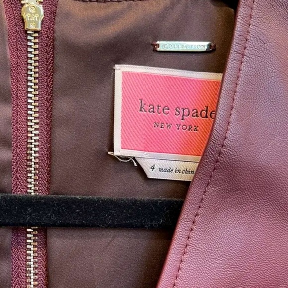 KATE SPADE NEW YORK Cherrywood Leather Dress Tie Waist Midi Size 4 $1995 Small - Picture 10 of 15